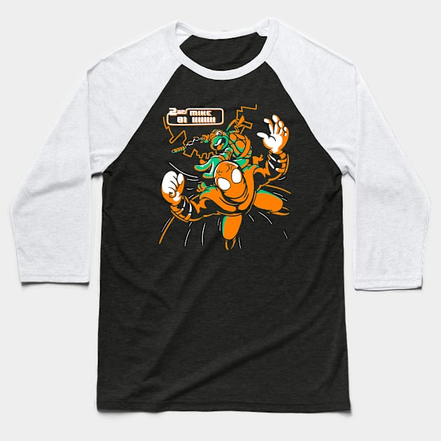 Turtles in Time - Mike Baseball T-Shirt by fitasartwork